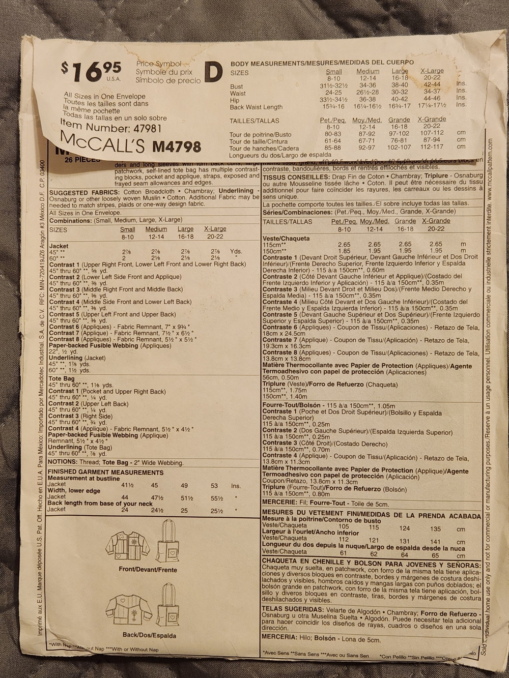Uncut Patchwork Women's Jacket Pattern - Picture 2 of 4